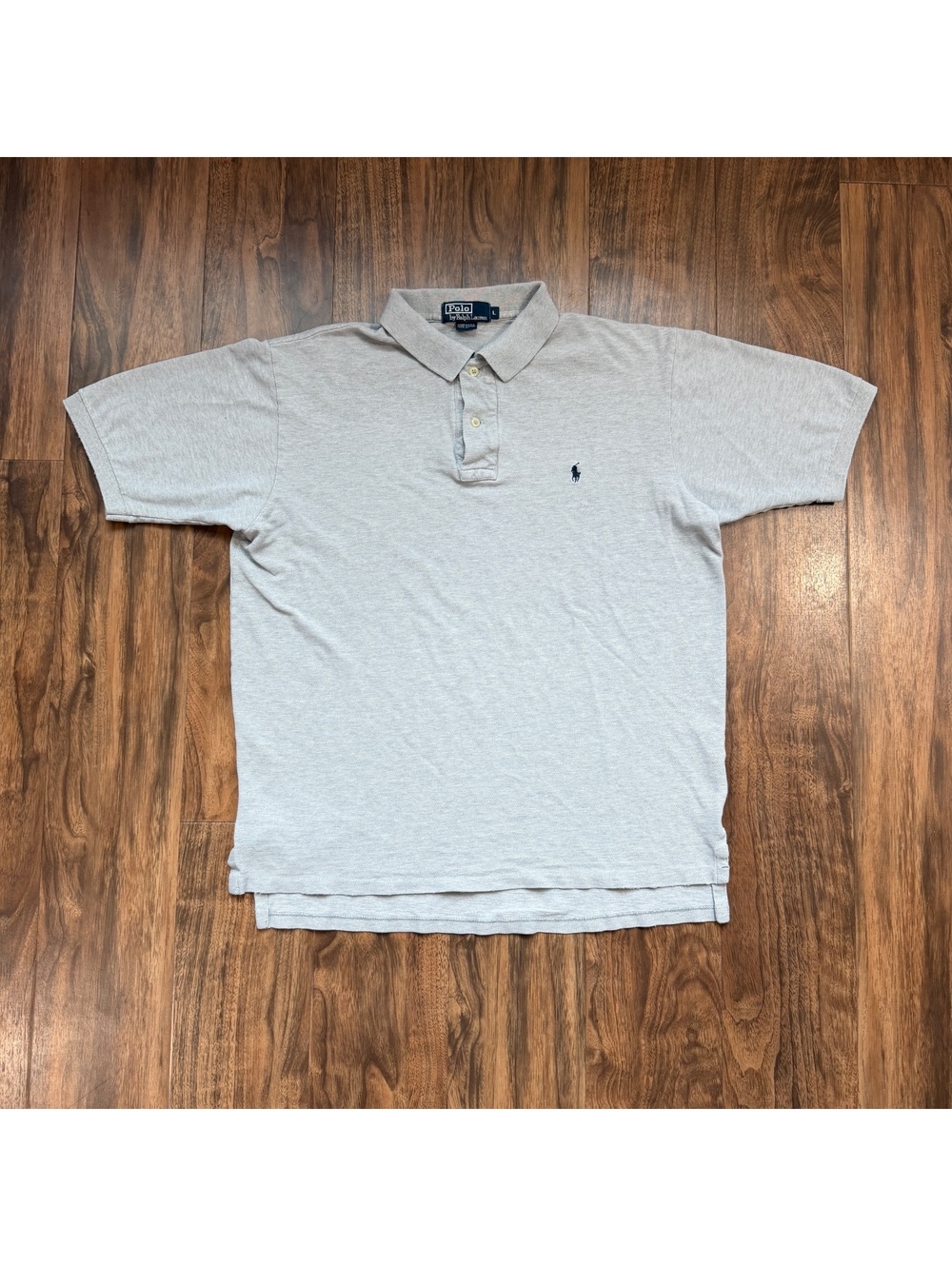 Vintage 90s Polo Ralph Lauren Short Sleeve Polo Shirt Grey L Made in USA Pony